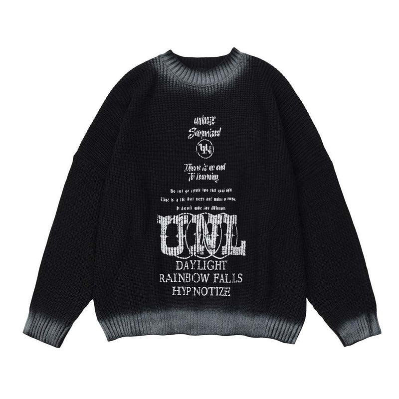 American Retro English Slogan Round Collar Woollen Sweater J318 - UncleDon JM