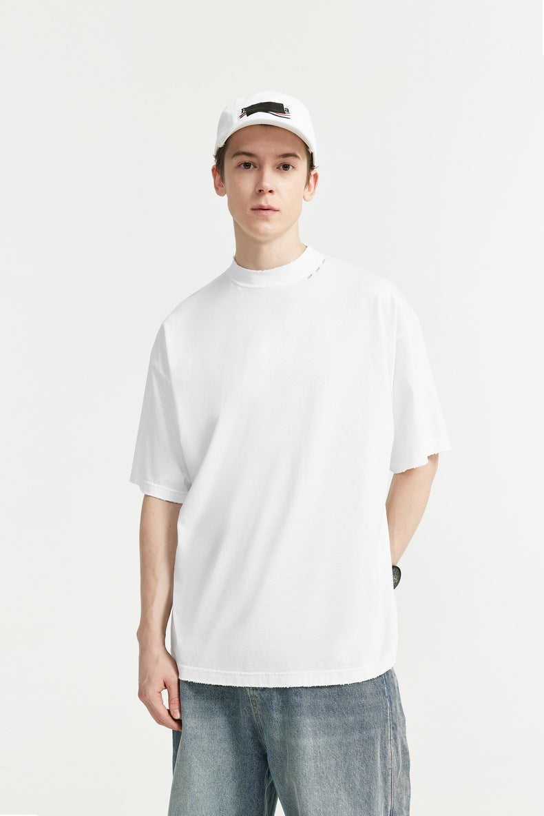 Embroidered T-shirt with Semi-high Collar 3053S24 - UncleDon JM