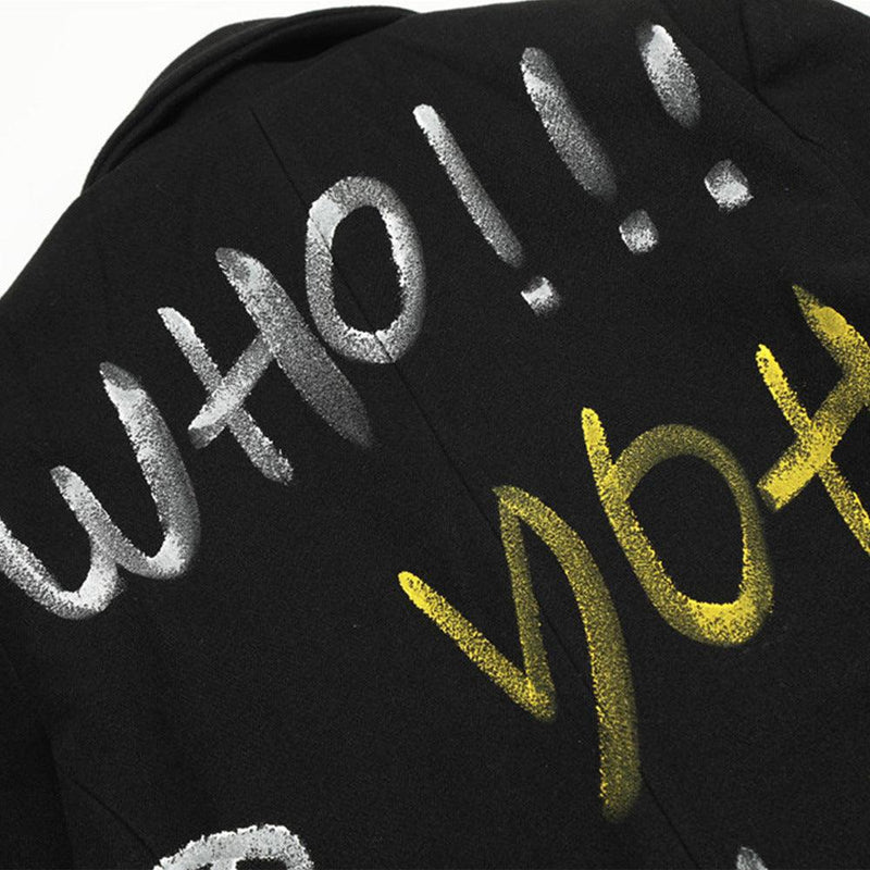 Graffiti Letter Printed Suit Jacket 70013 - UncleDon JM
