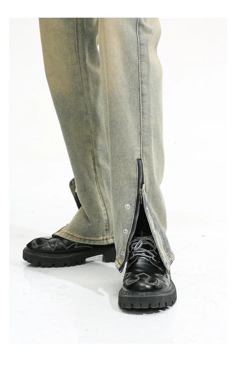 Side Zipper Split Jeans 383 - UncleDon JM