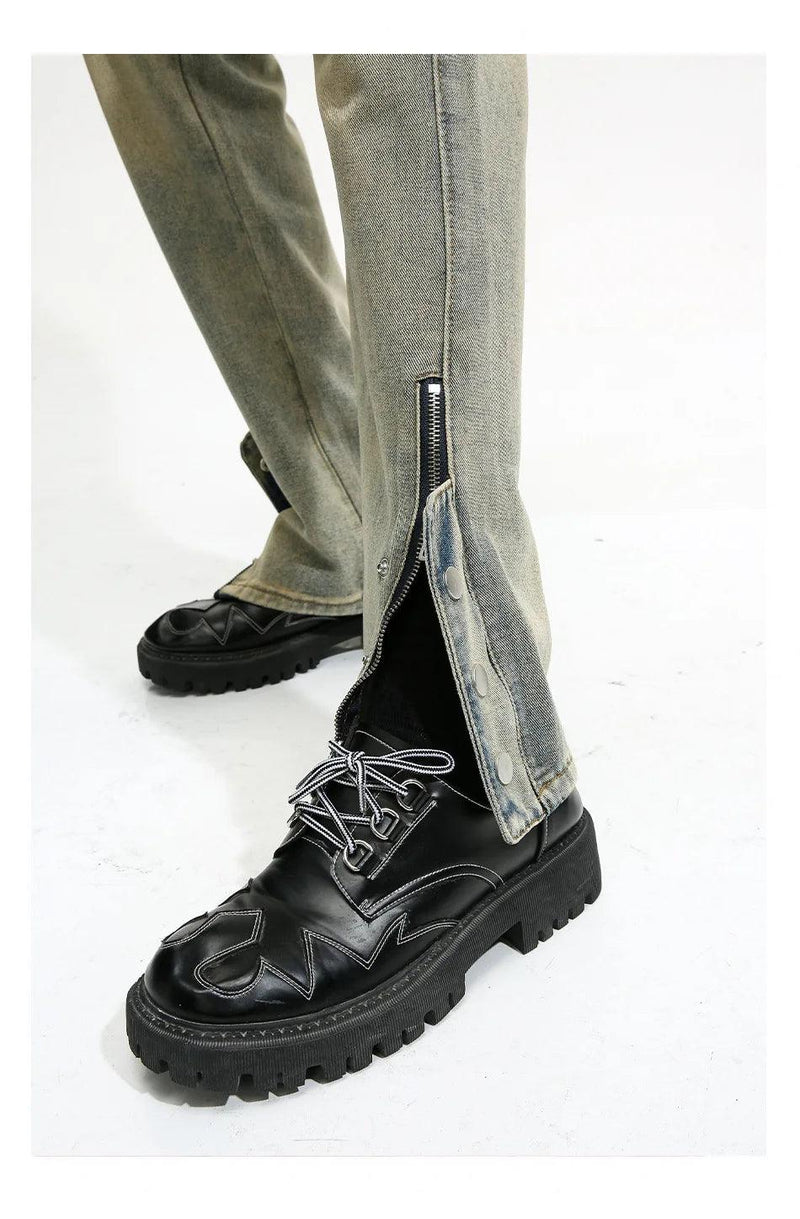 Side Zipper Split Jeans 383 - UncleDon JM