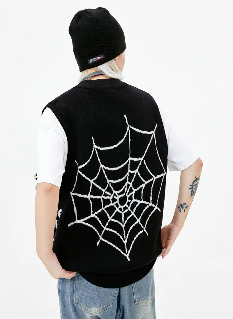 Spider Jacquard Sweater Vest GM2306 - UncleDon JM