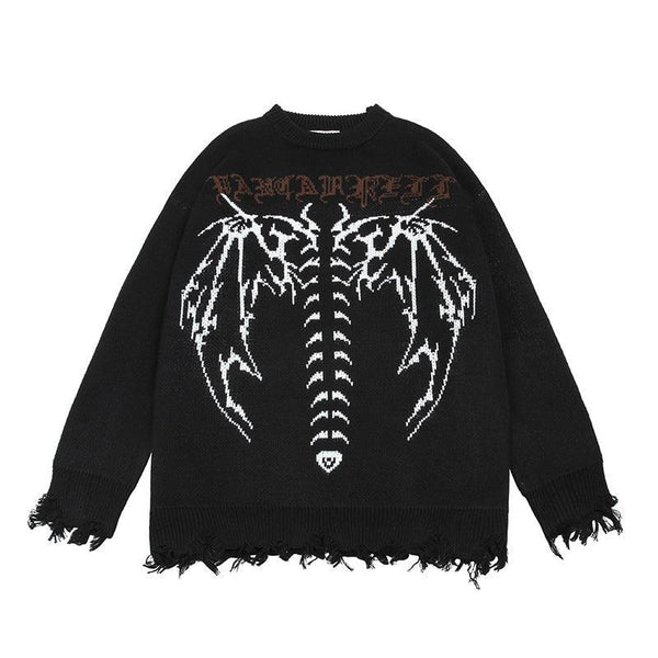 Bat Skeleton Ripped Sweater 8901 - UncleDon JM