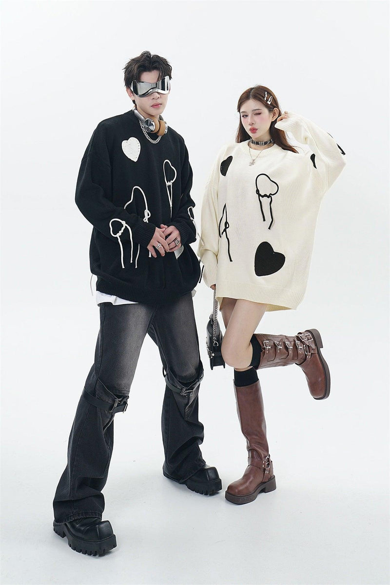 Heart Embroidery Sweater 7036 - UncleDon JM