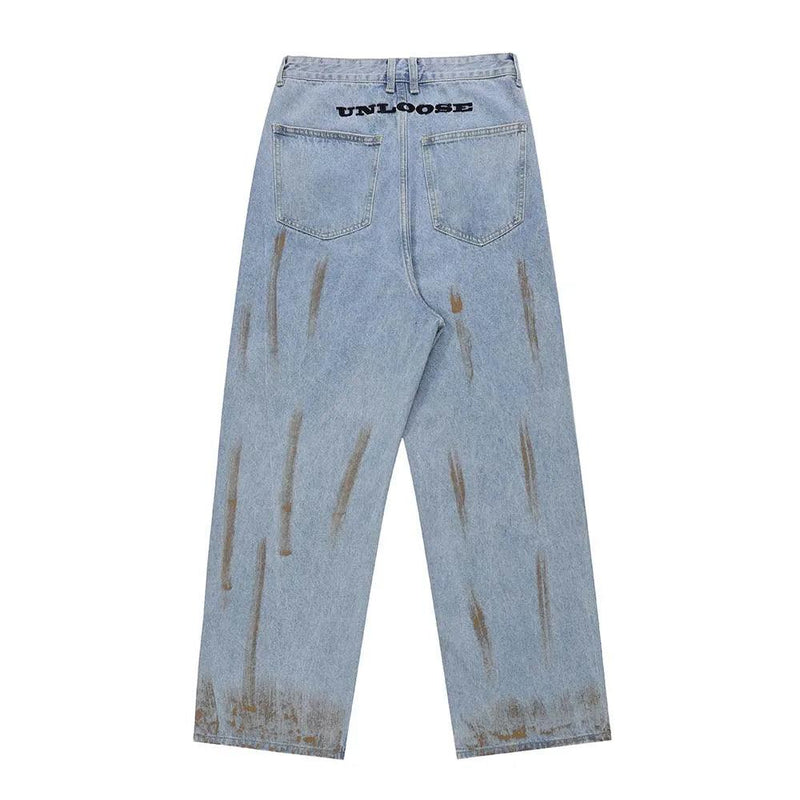 Raw Edge Design and Painted To Make Dirty Washing Jeans H084 - UncleDon JM