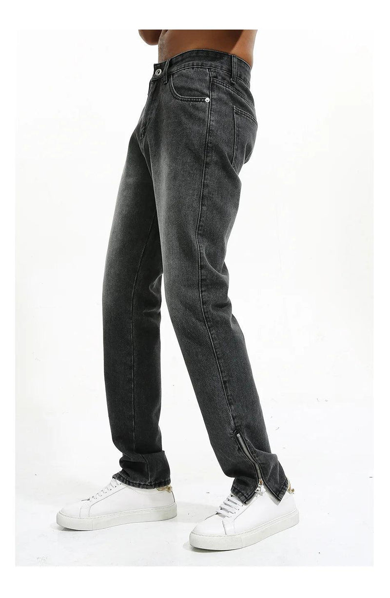 Straight Leg Zipper Skinny Jeans B602 - UncleDon JM