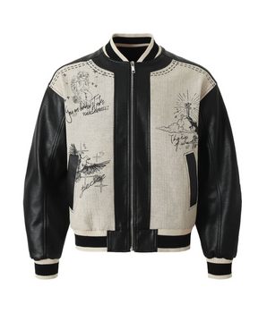 Tung Sung Retro Leather-Patched Varsity Jacket - Tung Sung