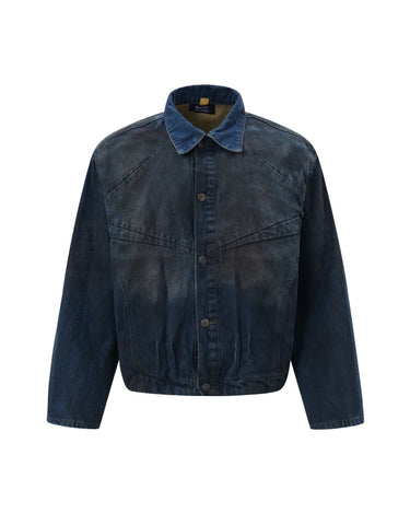 Tung Sung Distressed Oil-Stained Indigo Denim Jacket - Tung Sung