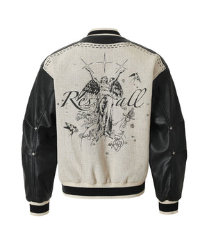 Tung Sung Retro Leather-Patched Varsity Jacket - Tung Sung