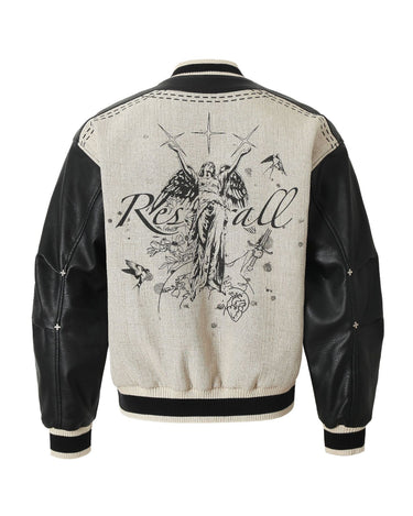 Tung Sung Retro Leather-Patched Varsity Jacket - Tung Sung