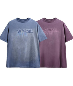 Tung Sung Dyed Flocking Foam-Printed English Lettering Tee - Tung Sung