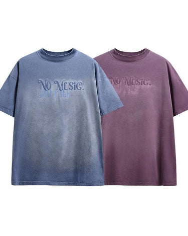 Tung Sung Dyed Flocking Foam-Printed English Lettering Tee - Tung Sung