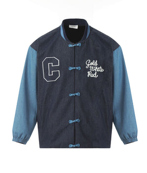 Tung Sung The Chinese Knot Button Contrast Patchwork Varsity Jacket - Tung Sung