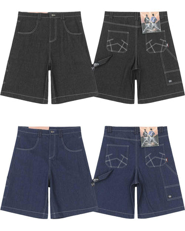 Tung Sung Street Dance Loose Over-the-Knee Raw Jorts - Tung Sung