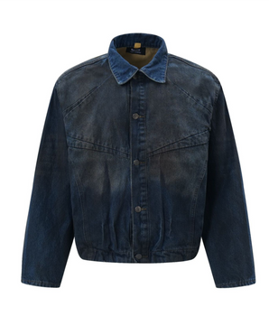 Tung Sung Distressed Oil-Stained Indigo Denim Jacket - Tung Sung