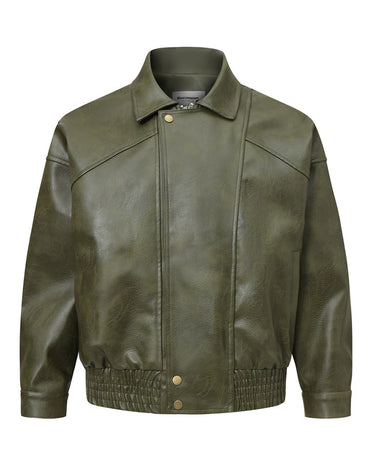 Tung Sung Retro Washed Crackled Leather Jacket - Tung Sung