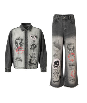 Tung Sung Retro Anime Print Denim Jacket - Tung Sung