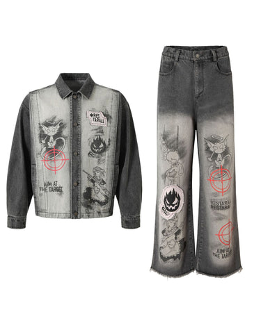 Tung Sung Retro Anime Print Denim Jacket - Tung Sung