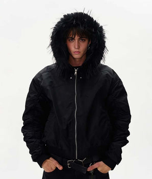 Tung Sung Fur Hooded Coat Black