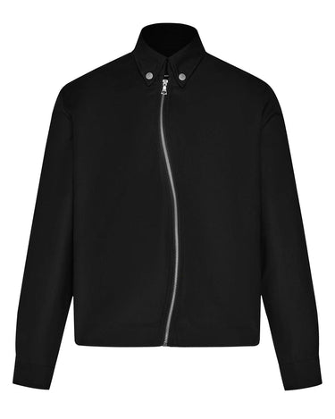 Tung Sung Black Short Jacket with Diagonal Zip Closure - Tung Sung