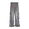 Tung Sung Vintage Multi-Pocket Jeans in Yellow Mud Wash with Distressed Finish - Tung Sung