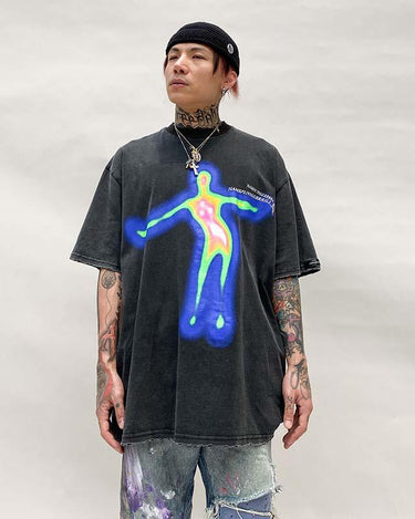 Tung Sung Distorted Portrait Printing Tee - Tung Sung