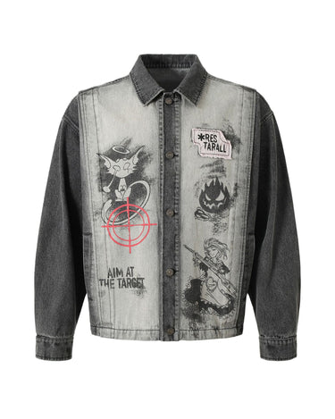 Tung Sung Retro Anime Print Denim Jacket - Tung Sung