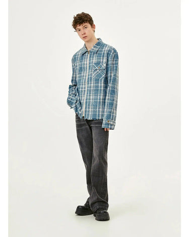 Tung Sung Plaid Long-Sleeve Shirt with Fringe Trim & Zipped Cuffs - Essential Layering Piece - Tung Sung