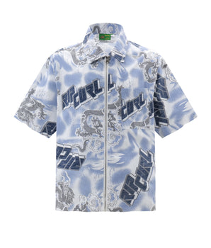 Tung Sung Dragon Totem Zippered Short-Sleeved Shirt - Tung Sung