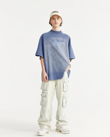 Tung Sung Dyed Flocking Foam-Printed English Lettering Tee - Tung Sung