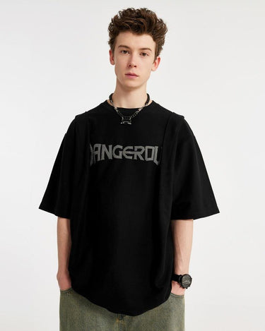 Tung Sung Twill Faux Two-Piece Printed Tee - Tung Sung