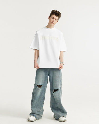 Tung Sung Twill Faux Two-Piece Printed Tee - Tung Sung