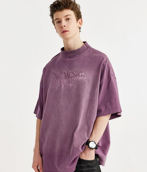 Tung Sung Dyed Flocking Foam-Printed English Lettering Tee - Tung Sung