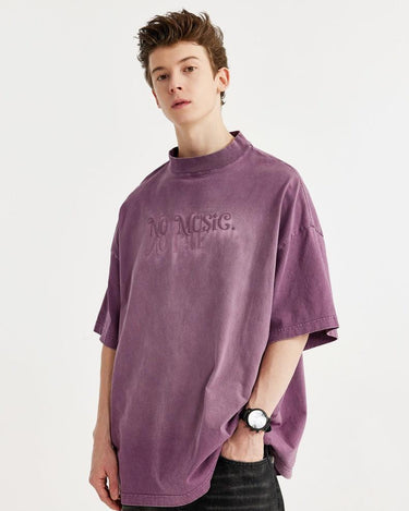 Tung Sung Dyed Flocking Foam-Printed English Lettering Tee - Tung Sung