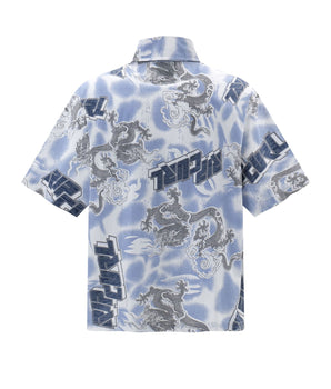 Tung Sung Dragon Totem Zippered Short-Sleeved Shirt - Tung Sung