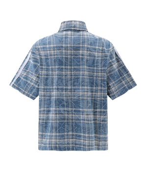 Tung Sung Plaid Loose-Fit Zippered Short-Sleeved Shirt - Tung Sung