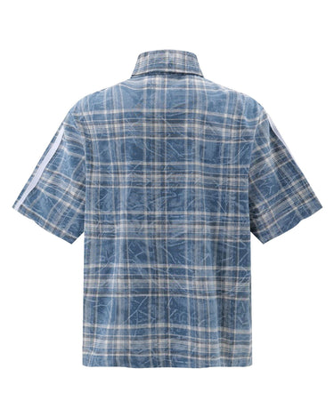 Tung Sung Plaid Loose-Fit Zippered Short-Sleeved Shirt - Tung Sung