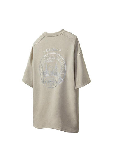 Tung Sung Gothic Castle Embossed Silver Suede Velvet Tee - Tung Sung