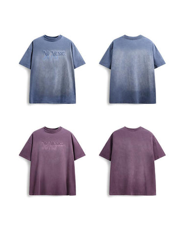 Tung Sung Dyed Flocking Foam-Printed English Lettering Tee - Tung Sung