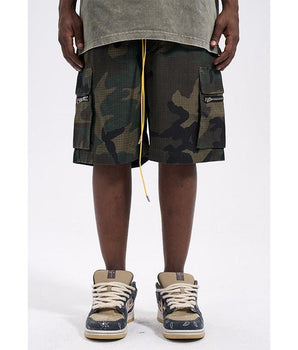 Tung Sung Camouflage Drawstring Versatile Cargo Shorts - Tung Sung