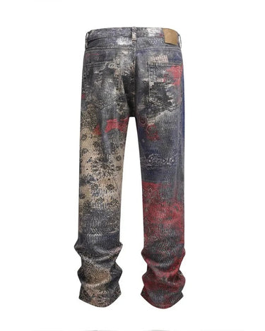 Tung Sung 3D Printed Digital Camouflage Pattern Straight Jeans - Tung Sung