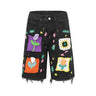 Tung Sung Embroidered Graffiti Fringe Jorts - Tung Sung