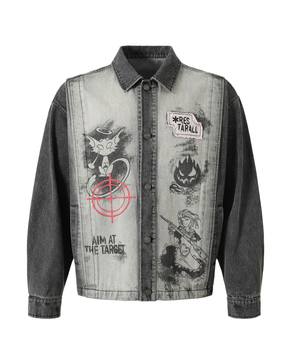 Tung Sung Retro Anime Print Denim Jacket - Tung Sung