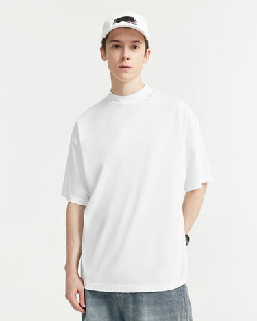 Tung Sung Distressed Small Turtleneck Embroidered Tee - Tung Sung