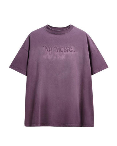 Tung Sung Dyed Flocking Foam-Printed English Lettering Tee - Tung Sung