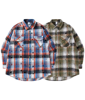 Tung Sung Distressed Plaid Shirt - Edgy Style