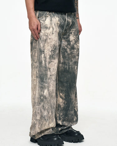 Tung Sung Digital Print Camouflage Splatter Jeans in Relaxed Fit - Tung Sung