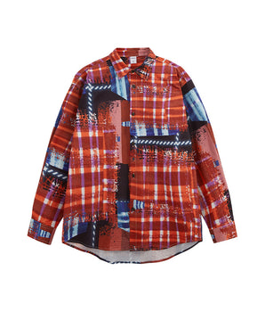 Tung Sung Patchwork Colorblock Gingham Seersucker Shirt - Casual Fit