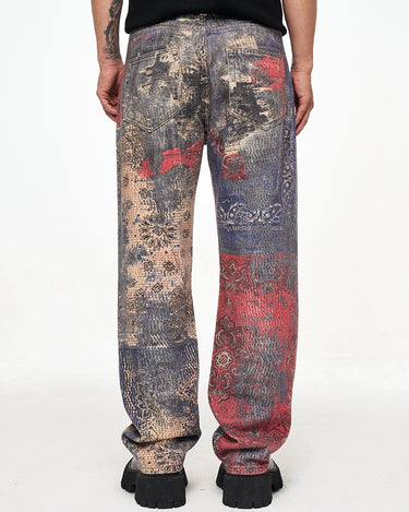 Tung Sung 3D Printed Digital Camouflage Pattern Straight Jeans - Tung Sung