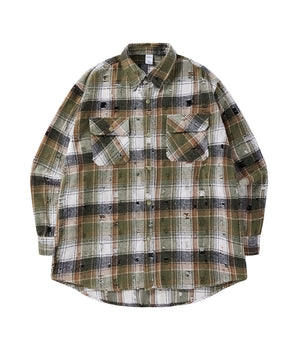 Tung Sung Distressed Plaid Shirt - Edgy Style